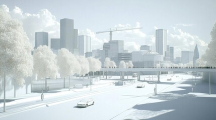 Cityscape Illustration Shows Urban Design and Modern City Landscape