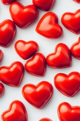 Fototapeta premium Red Heart Shapes Background Valentines Day Love Romance