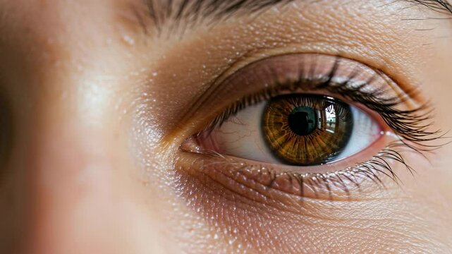 Close-up of human eye with detailed iris and eyelashes  