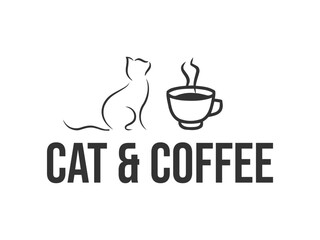 Cat and coffee high quality vector design for cat themed apparel, great for print on demand and cat lover merchandise