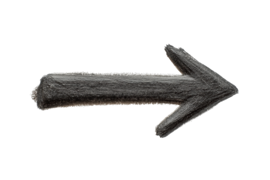 PNG Chalk-drawn arrow on black background: detailed texture and realistic design
