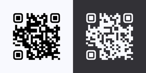 Fototapeta premium QR Code Icon – Vector Outline – Black and White Preview