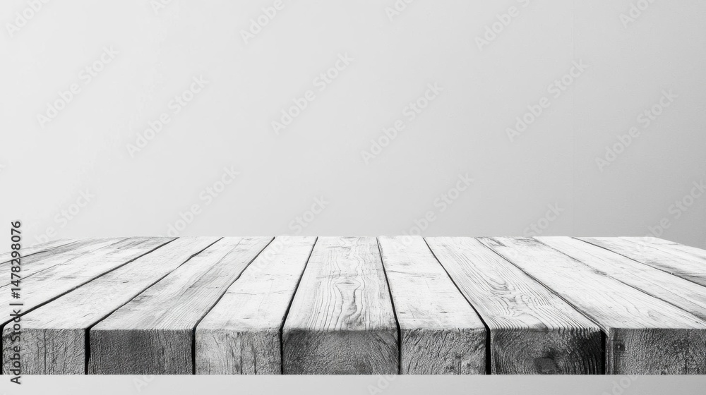 Poster rustic wood table in bright studio setting for display mockups