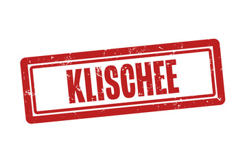 Klischee (Cliche) - A red stamp, isolated on white background.
