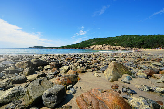 View of the rocks on Sand Beach in Acadia National Park, Maine