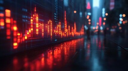 Red Graph Overlayed on City Street