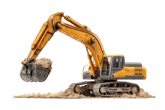 PNG Heavy construction excavator with bucket full of sand