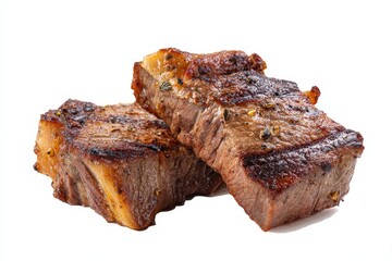 Two delicious grilled steaks, seasoned and ready to eat.
