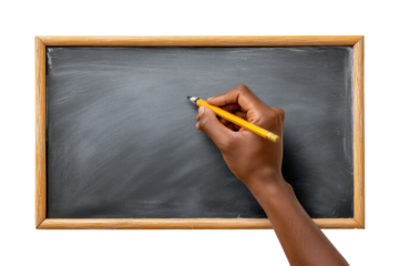 PNG African hand drawing on blackboard with yellow pencil