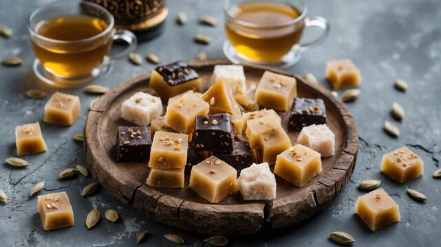 Bowl filled with tasty halva chunks