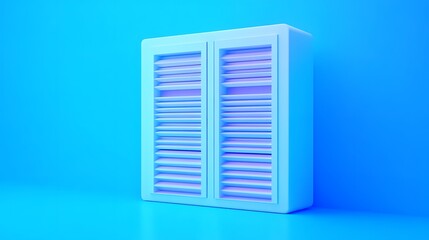 Abstract Blue Louvered Window Shutters Minimalist 3D Render
