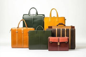 assorted colorful leather bags arrangement presents an elegant assortment
