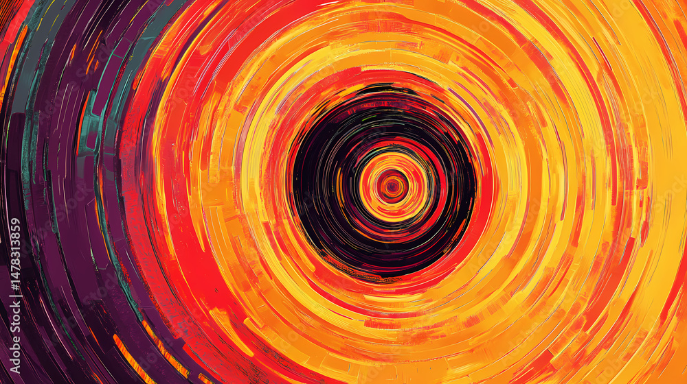 Wall mural dynamic circular patterns abstract background digital art modern environment aerial view futuristic 