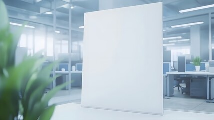 Blank White Sign Modern Office Interior Mockup