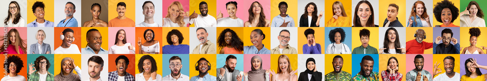 Aufkleber a lively collage features a diverse group of individuals showcasing their joy and unique expressions
