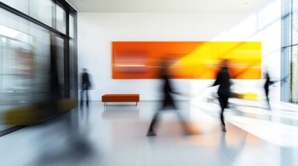 Busy modern office lobby