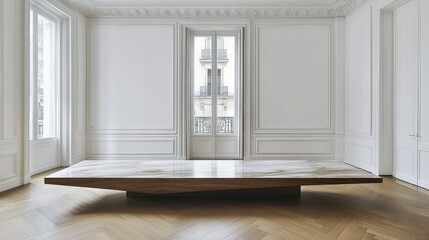 Fototapeta premium Elegant, contemporary coffee table in a spacious room.