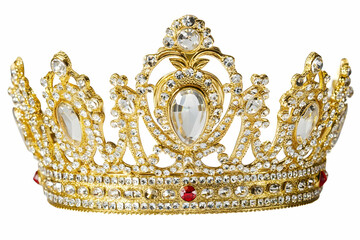 Golden crown with gems, isolated, white background, royalty