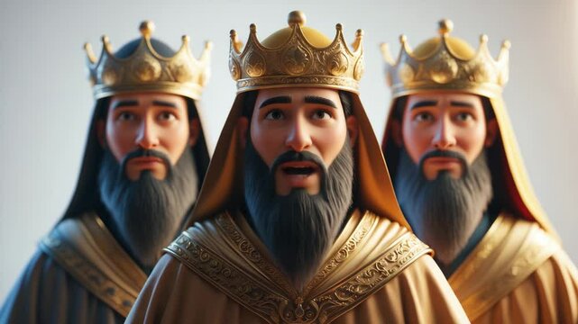 Modeling of the 3 Kings Gaspar, Balthazar, and Melchior for Christmas Illustration