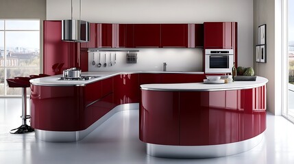 Modern Red Kitchen Design: Sleek, Curvy, and Luxurious