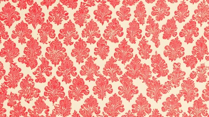 Elegant Red Damask Floral Pattern Seamless Texture
