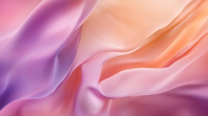 Obraz premium Abstract flowing fabric with soft pastel gradient colors of pink purple and orange