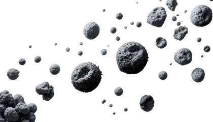 Cosmic Rock Formations Abstract Space Background Grey Celestial Bodies Scattered on transparent background v2
