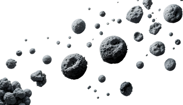 Cosmic Rock Formations Abstract Space Background Grey Celestial Bodies Scattered on transparent background v2