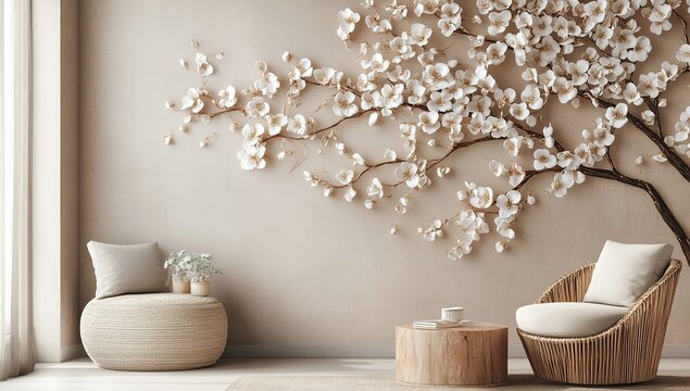 Elegant Spring Floral Living Room Decor - Powered by Adobe