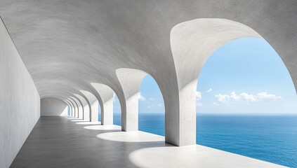 Modern Concrete Archways With Ocean View