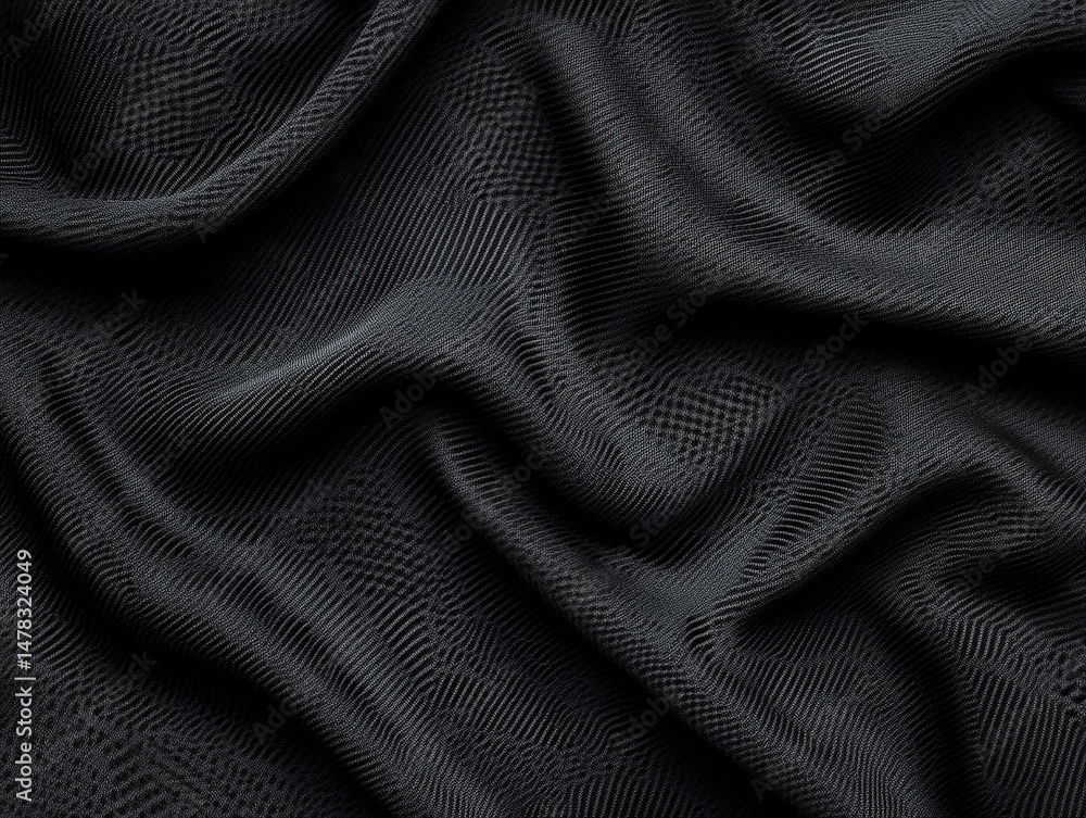 Aufkleber smooth black fabric texture with subtle detailed pattern design
