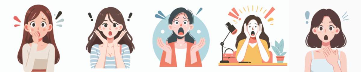 shocked woman character vector