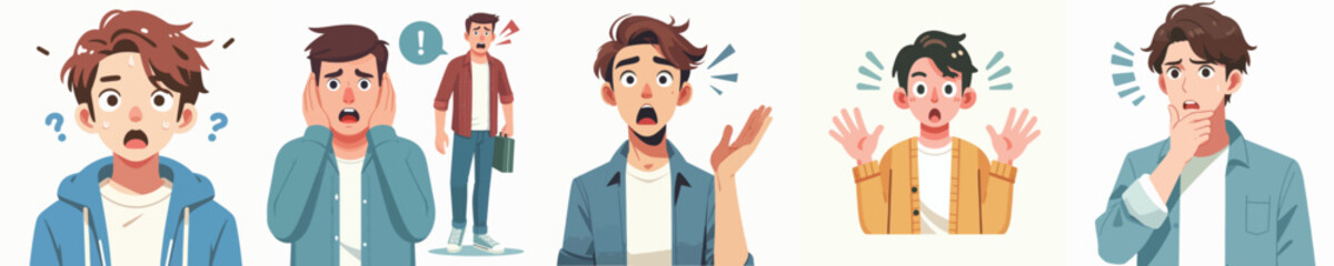 shocked man character vector