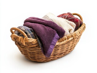 Obraz premium Cozy Basket Filled with Colorful Towels and Textiles for Home Decor