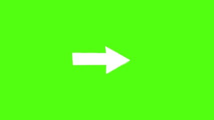 Animated White Arrow pointing to side and moving on Green Screen Chroma Key Background ideal for motion graphics