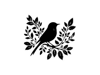 Fototapeta premium Bird Silhouette on Branch SVG Clipart 