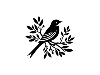 Fototapeta premium Bird Silhouette on Branch SVG Clipart 