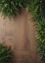 Earthy color palette, wooden background, fresh greenery, natural textures ,  organic,  summer, wood
