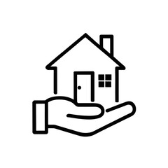 Fototapeta premium House in Hand Icon for Real Estate and Property Services