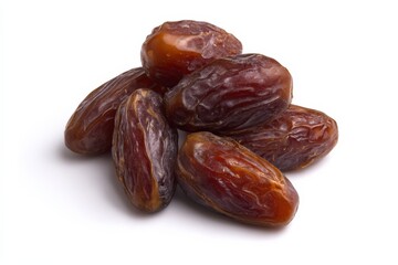 Obraz premium A handful of dates on a white background.