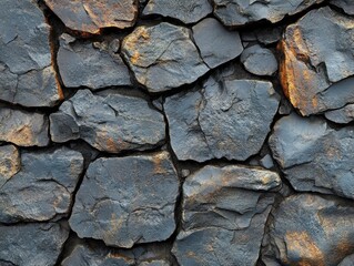 Textured Dark Grey Stone Wall with Natural Irregularity and Detail