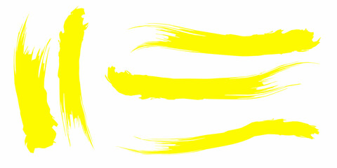 Texture brush set, yellow ink, brush pattern, wave pattern brush stroke material. Yellow brush stroke collection. Hand Drawn Regular Curved Lines Long And Short