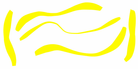 Obraz premium Texture brush set, yellow ink, brush pattern, wave pattern brush stroke material. Yellow brush stroke collection. Hand Drawn Regular Curved Lines Long And Short