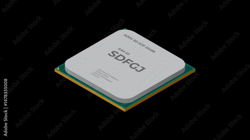 Fototapete Isometric processor animation. Central processing unit or CPU. Computer hardware components. Semiconductor technology concept. Transparent background with alpha channel