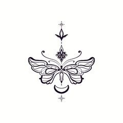 butterfly tattoo with flowers, gently and subtly