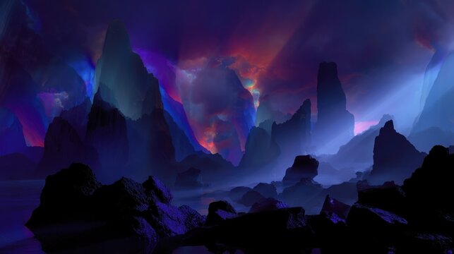 An ethereal landscape filled with surreal shapes and colors representing a dreamlike output generated by AI embodying the limitless creative potential of texttoimage synthesis.