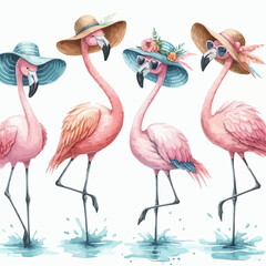 Obraz premium pink flamingos in summer 