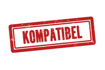 kompatibel (compatible) - A red stamp, isolated on white background.