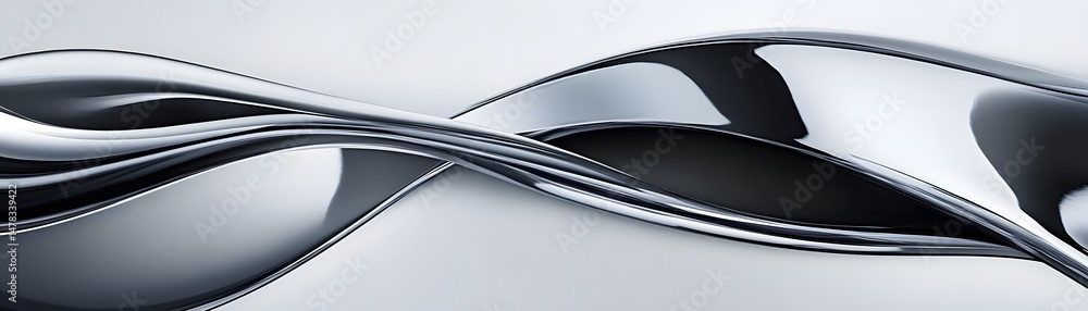 Poster abstract design of flowing metallic forms.