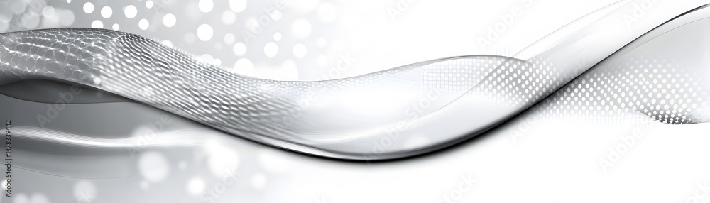 Poster abstract silver wave design with subtle texture.